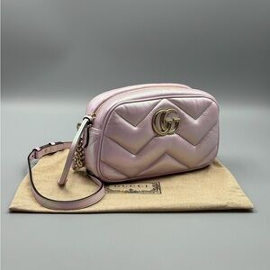 Gucci Escape Pink Irredescent Camera Small Marmont Crossbody